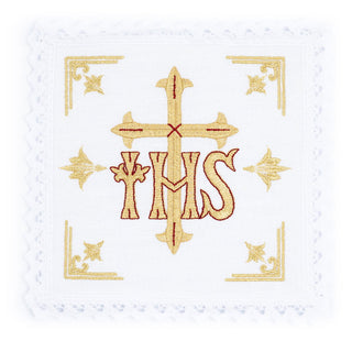 Linen chalice linen embroidered symbol IHS Cross - LITURGICAL SHOP