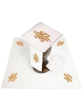 Linen chalice linen embroidered with IHS design - LITURGICAL SHOP