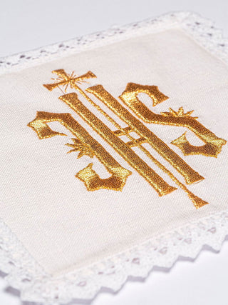 Linen chalice linen embroidered with IHS design - LITURGICAL SHOP