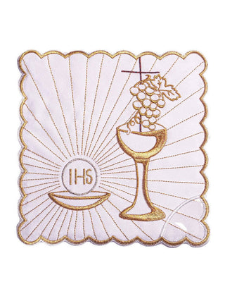 Linen chalice linen with Eucharistic embroidery - LITURGICAL SHOP