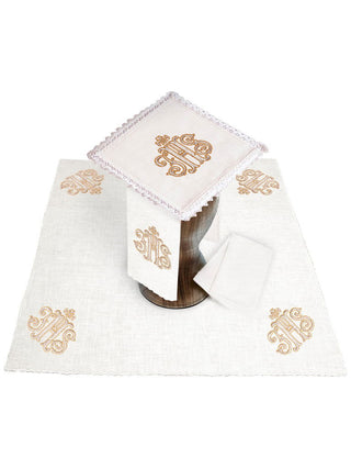 Linen chalice linen with IHS embroidery - LITURGICAL SHOP