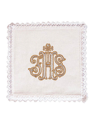 Linen chalice linen with IHS embroidery - LITURGICAL SHOP