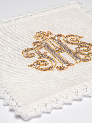 Linen chalice linen with IHS embroidery - LITURGICAL SHOP