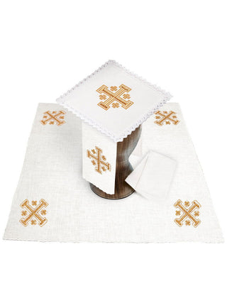 Linen chalice linen with Jerusalem cross embroidery - LITURGICAL SHOP