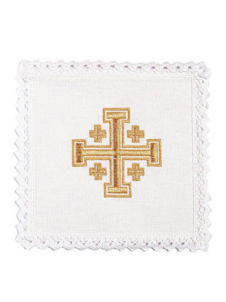 Linen chalice linen with Jerusalem cross embroidery - LITURGICAL SHOP