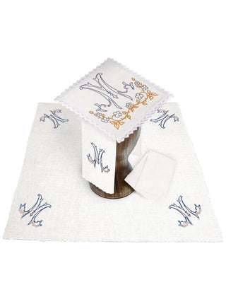 Linen chalice linen with Marian embroidery - LITURGICAL SHOP