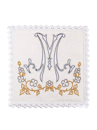 Linen chalice linen with Marian embroidery - LITURGICAL SHOP