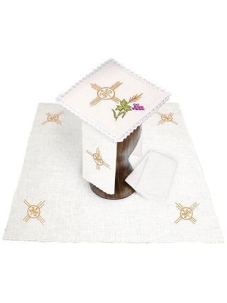 Linen chalice linen with cross and IHS motif - LITURGICAL SHOP