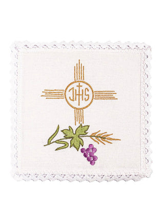 Linen chalice linen with cross and IHS motif - LITURGICAL SHOP