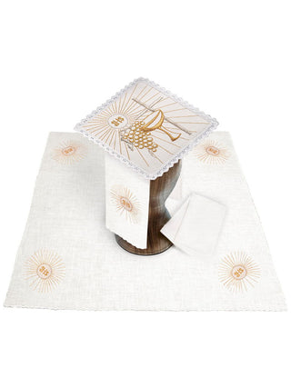 Linen chalice linen with embroidered chalice and cross - LITURGICAL SHOP