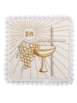 Linen chalice linen with embroidered chalice and cross - LITURGICAL SHOP