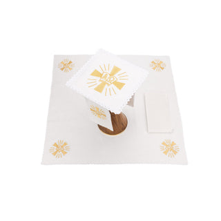 Linen chalice linen with embroidery of the Cross and Alpha Omega - LITURGICAL SHOP