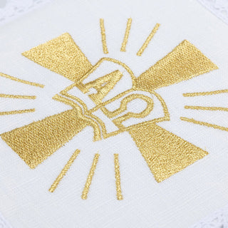 Linen chalice linen with embroidery of the Cross and Alpha Omega - LITURGICAL SHOP