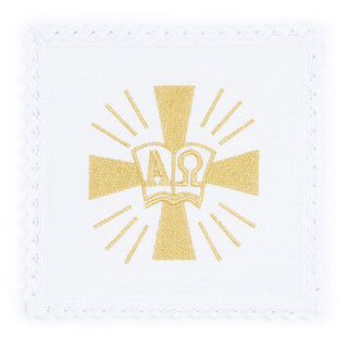 Linen chalice linen with embroidery of the Cross and Alpha Omega - LITURGICAL SHOP