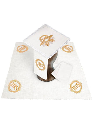 Linen chalice linen with gold IHS embroidery - LITURGICAL SHOP