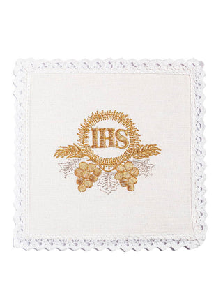 Linen chalice linen with gold IHS embroidery - LITURGICAL SHOP