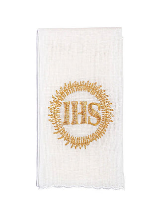 Linen chalice linen with gold IHS embroidery - LITURGICAL SHOP