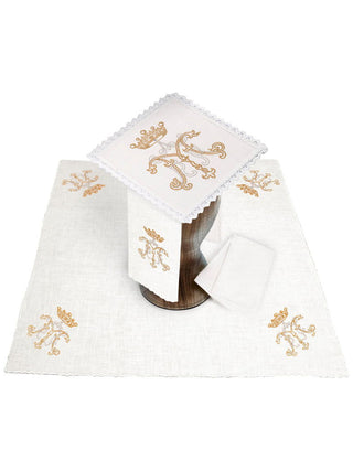 Linen chalice linen with gold Marian embroidery - LITURGICAL SHOP