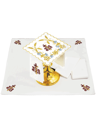 Linen chalice linen with gold decoration of IHS and grapes - LITURGICAL SHOP