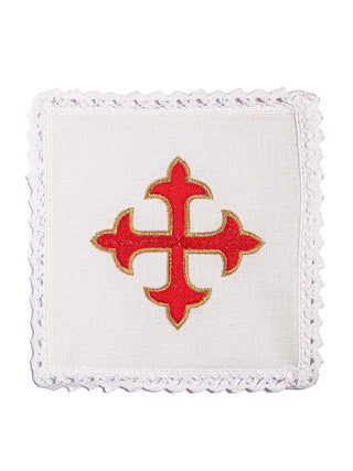 Linen chalice linen with red cross embroidery - LITURGICAL SHOP