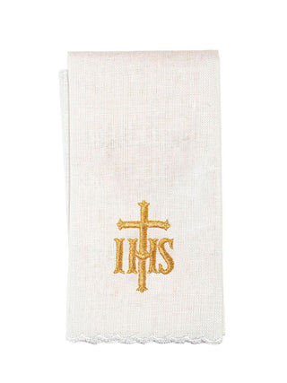 Linen chalice set embroidered IHS Red - LITURGICAL SHOP