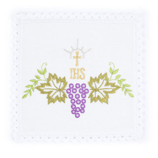 Linen cup linen with delicate embroidery of chalice and grapes - LITURGICAL SHOP