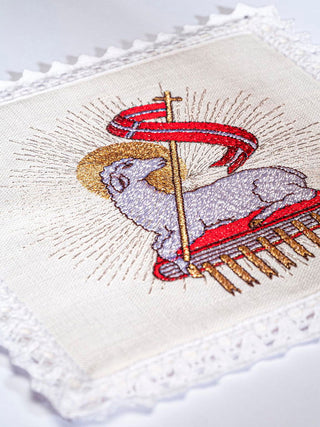 Linen cup linen with lamb embroidery - LITURGICAL SHOP