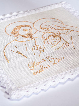 Linen embroidered chalice linen for Christmas - LITURGICAL SHOP