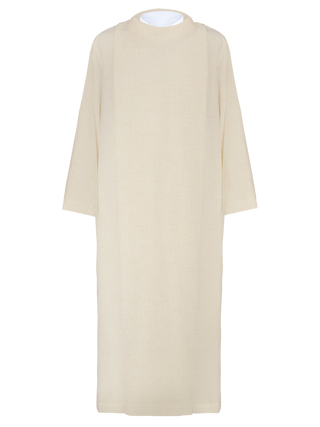 Linen priest's alb made of natural weave fabric - LITURGICAL SHOP