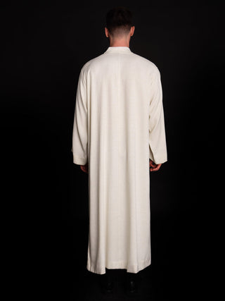 Linen priest's alb made of natural weave fabric - LITURGICAL SHOP