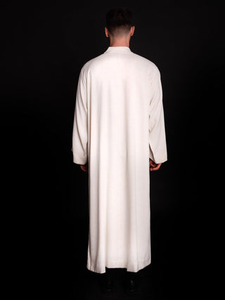 Linen priest's alb made of natural weave fabric white - LITURGICAL SHOP