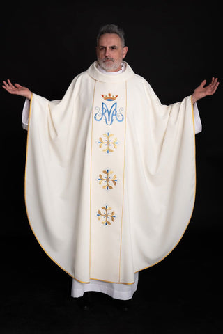 Marian liturgical chasuble with belt - LITURGICAL SHOP