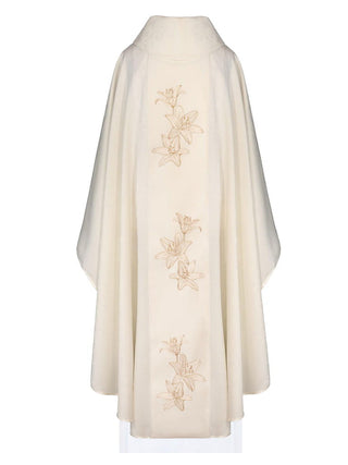 Marian liturgical chasuble with embroidered lilies - LITURGICAL SHOP