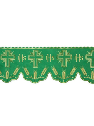 Metraż z monogramem IHS w kolorze ecru z motywem krzyża - SZATYLITURGICZNE.PL