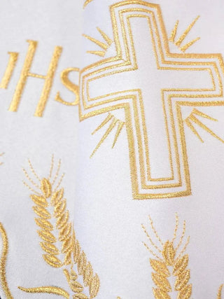 Metraż z monogramem IHS w kolorze z motywem krzyża - SZATYLITURGICZNE.PL