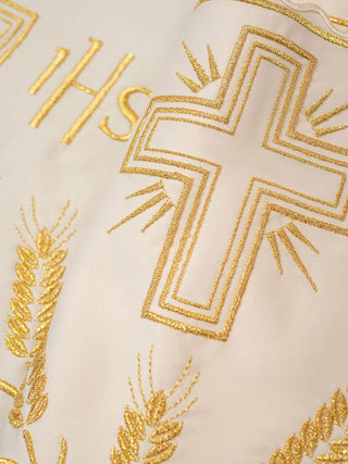 Metre with IHS monogram in ecru color with cross motif - LITURGICAL SHOP