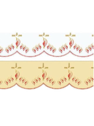 Metre with front embroidery Cross with flames ecru - LITURGICAL SHOP