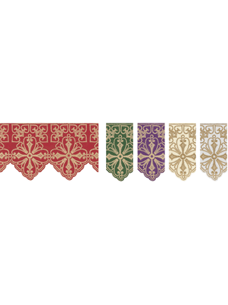 Metre with front embroidery Rosette Green - LITURGICAL SHOP