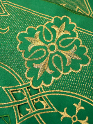 Metre with front embroidery Rosette Green - LITURGICAL SHOP