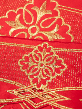 Metre with front embroidery Rosette Red - LITURGICAL SHOP