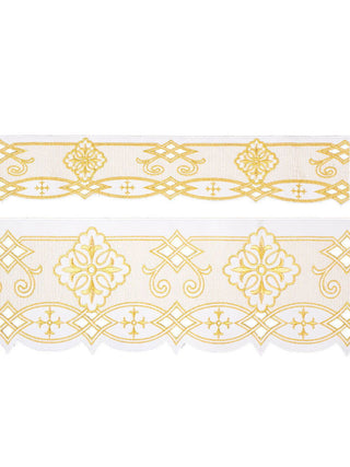 Metre with front embroidery Rosette White - LITURGICAL SHOP