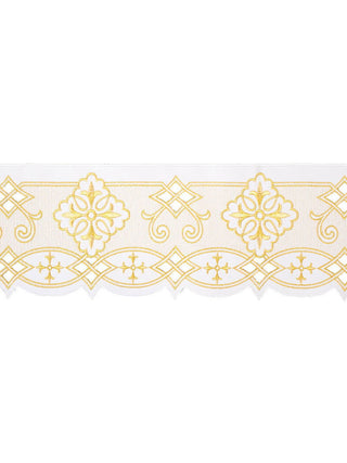 Metre with front embroidery Rosette White - LITURGICAL SHOP