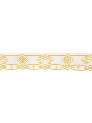 Metre with front embroidery Rosette White - LITURGICAL SHOP