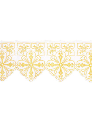 Metre with front embroidery Rosette White - LITURGICAL SHOP