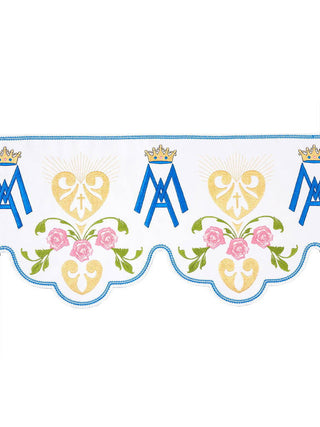 Metre with front embroidery with Marian motif White - LITURGICAL SHOP