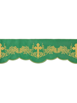 Metric with front embroidery Cross and Grapes Green - LITURGICAL SHOP