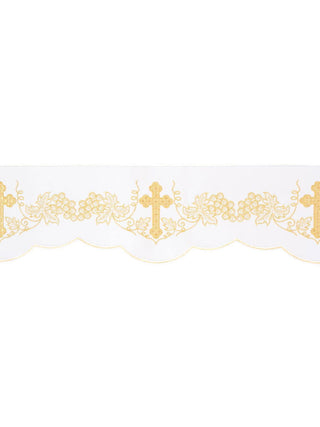 Metric with front embroidery Cross and Grapes White - LITURGICAL SHOP