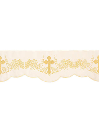 Metric with front embroidery Cross and Grapes ecru - LITURGICAL SHOP