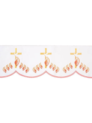 Metric with front embroidery Cross with flames White - LITURGICAL SHOP