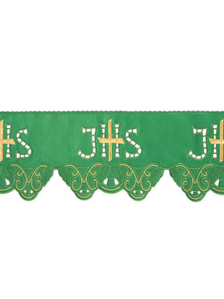 Metric with front embroidery IHS Cross Green - LITURGICAL SHOP